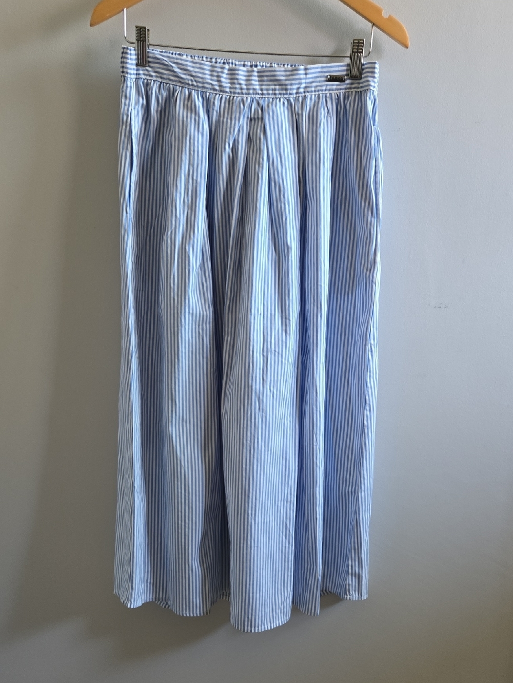 Blue and White Pinstriped Mexx Midi Skirt Size Small